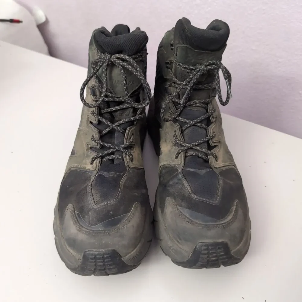 Hoka One Anacapa Mid Boots Mens Size 12.5D Black Vibram Megagrip Gore Tex Hiking